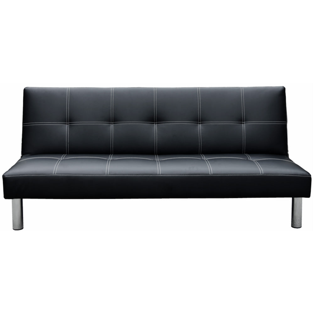 Chelsea 3 Seater Faux Leather Sofa Bed Couch - Black
