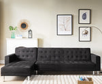 Corner Sofa Bed Couch with Chaise - Black