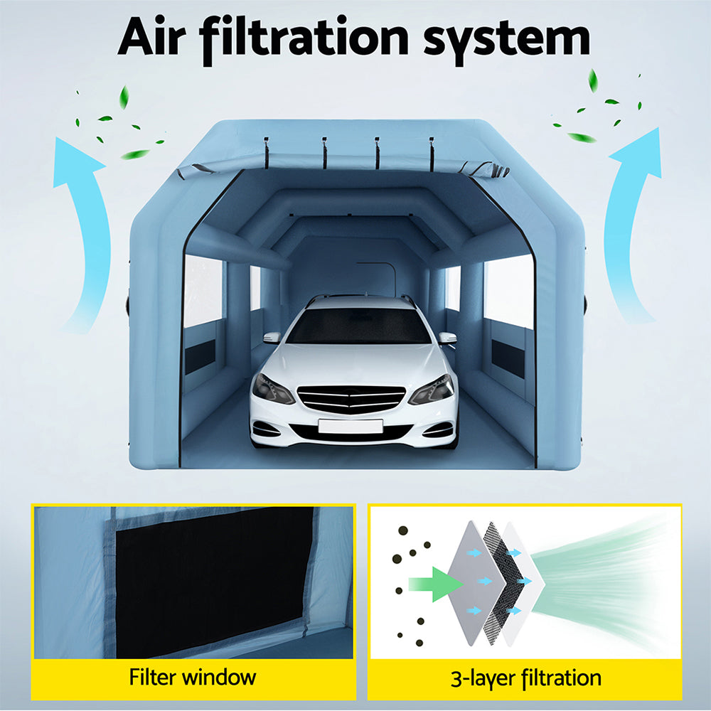 Inflatable Spray Booth 8.5X4.8M Car Paint Tent Filter System 2 Blowers