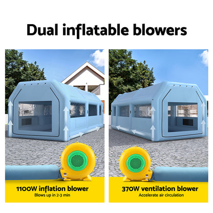 Inflatable Spray Booth 8.5X4.8M Car Paint Tent Filter System 2 Blowers