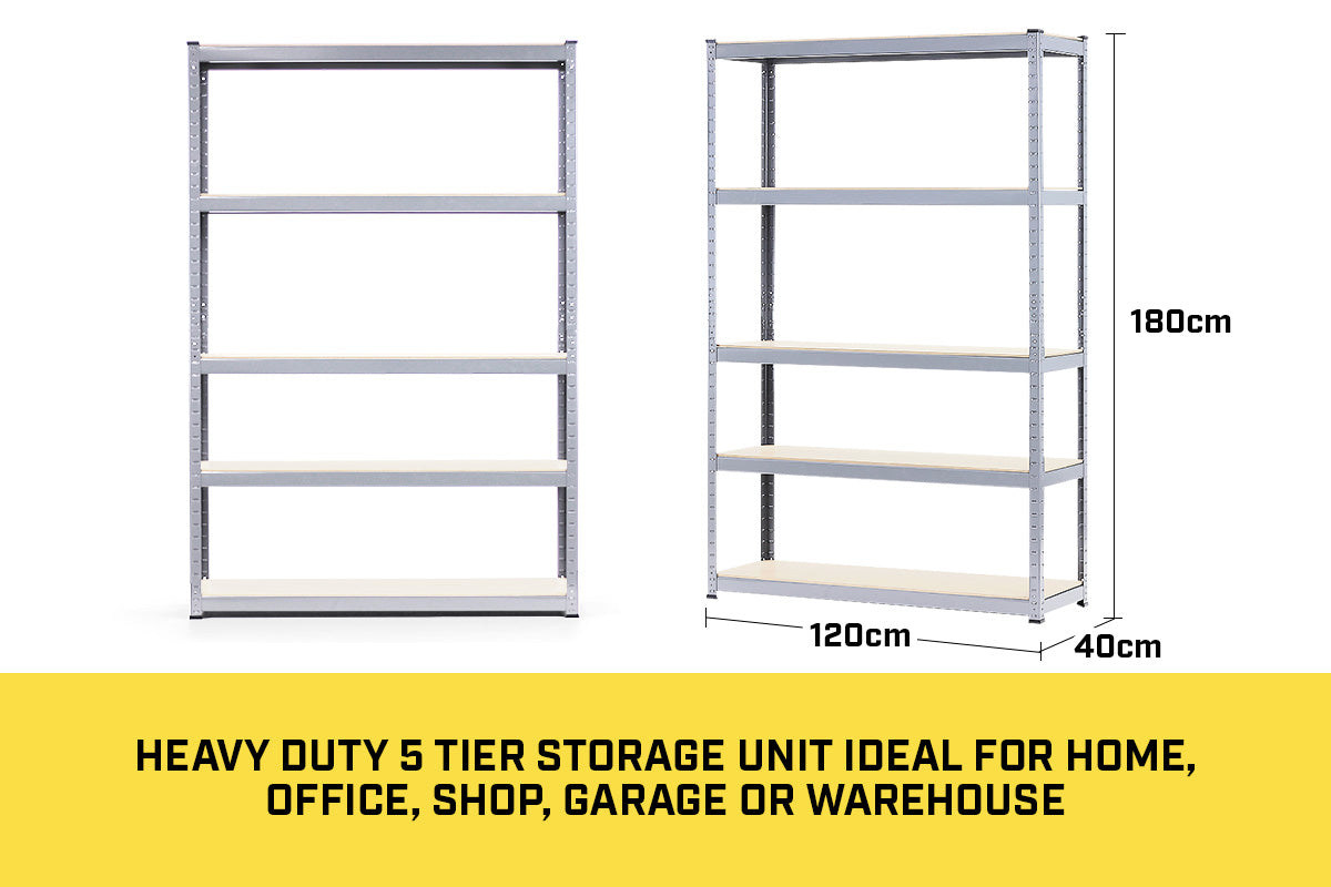 5 Shelf Storage Rack Galvanized Steel - 180x120cm