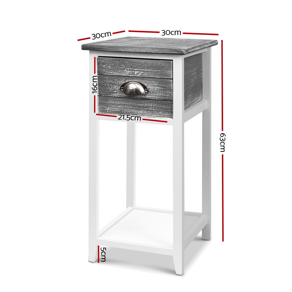 Artiss Bedside Table Nightstand Drawer Storage Cabinet Lamp Side Shelf Unit Grey