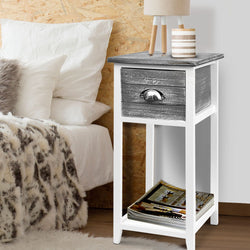 Artiss Bedside Table Nightstand Drawer Storage Cabinet Lamp Side Shelf Unit Grey