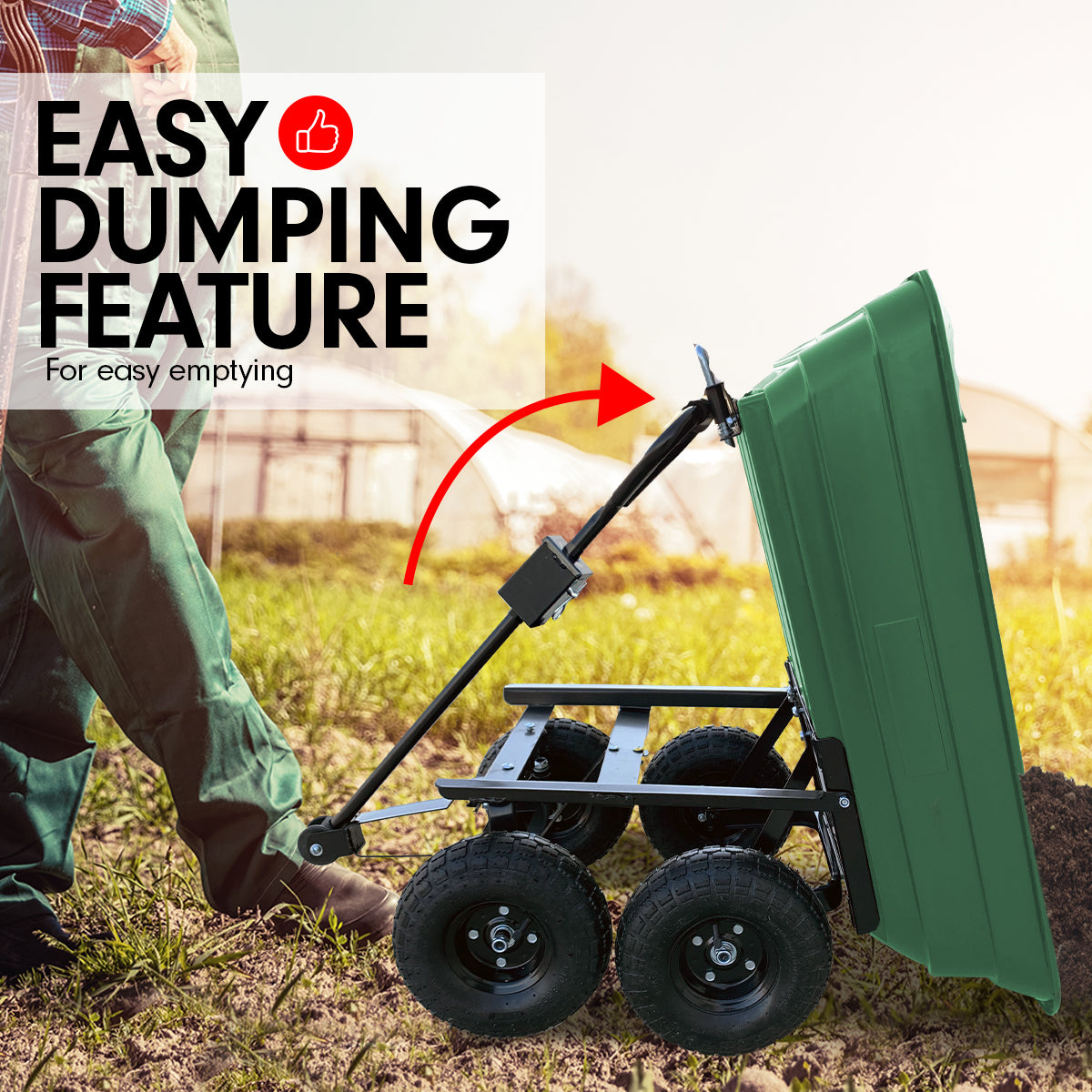 Garden Dump Cart Dumper Wagon Carrier Wheel Barrow 125L Green