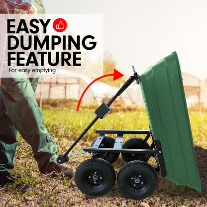 Garden Dump Cart Dumper Wagon Carrier Wheel Barrow 125L Green