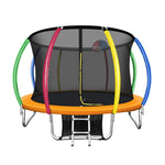 Mazam 12FT Rainbow Trampoline Spring Trampolines w/ Basketball Hoop Outdoor Toys