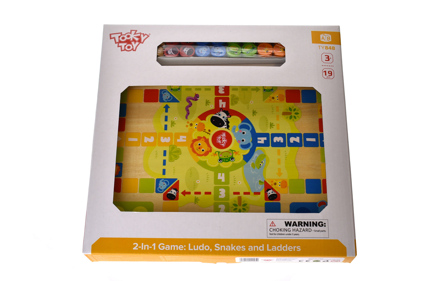 2 IN 1 WOODEN BOARD GAME - LUDO GAME, SNAKES AND LADDERS