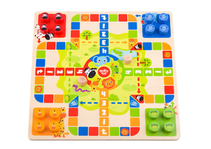 2 IN 1 WOODEN BOARD GAME - LUDO GAME, SNAKES AND LADDERS
