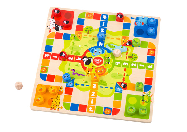  2 in 1 Wooden Board Game - Ludo Game, Snakes and Ladders