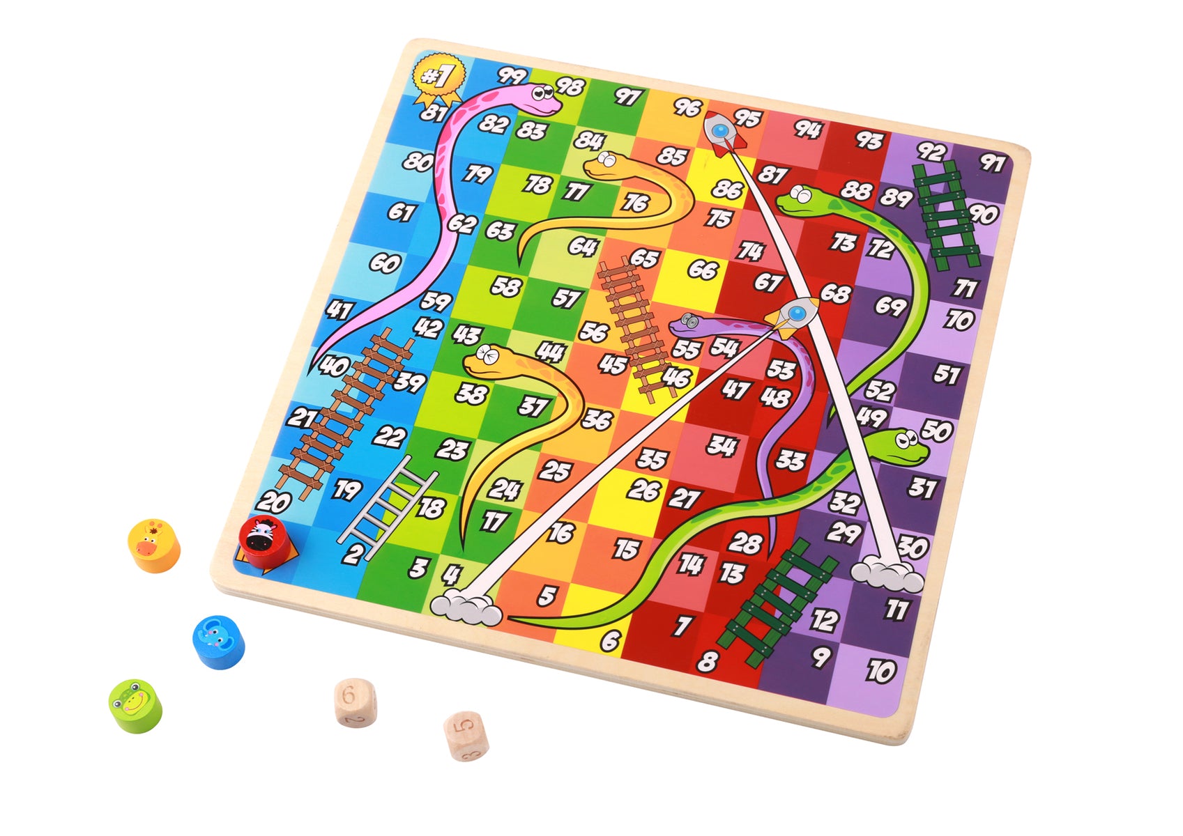 2 IN 1 WOODEN BOARD GAME - LUDO GAME, SNAKES AND LADDERS