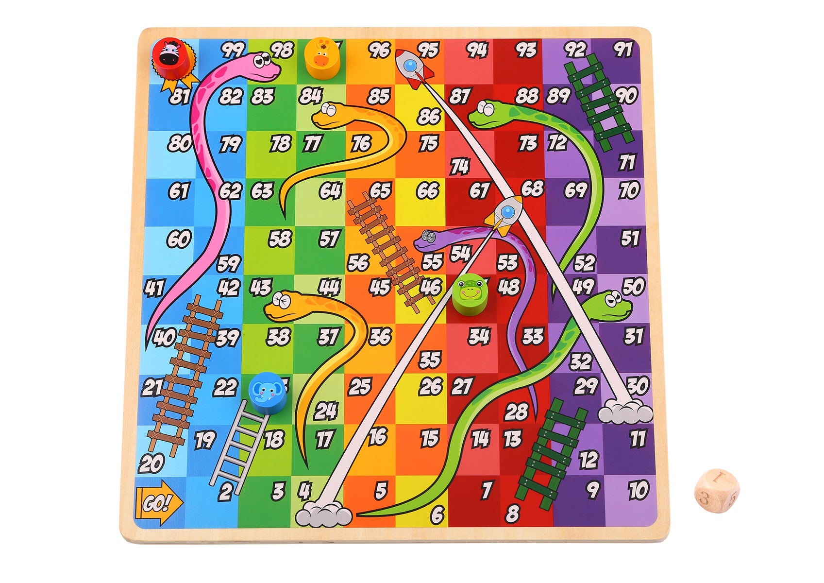 2 IN 1 WOODEN BOARD GAME - LUDO GAME, SNAKES AND LADDERS