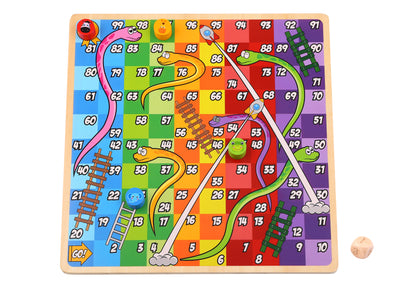2 IN 1 WOODEN BOARD GAME - LUDO GAME, SNAKES AND LADDERS