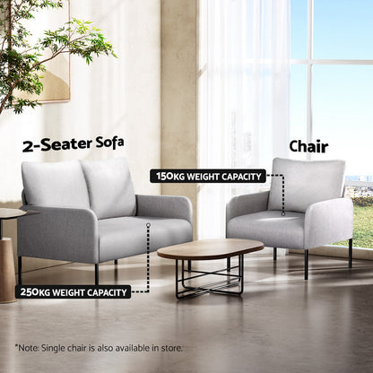 Armchair Lounge Chair Accent Chair Single Sofa Grey Linen Fabric