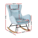Rocking Chair Velvet/Teddy Armchair Feeding Chair Green/White
