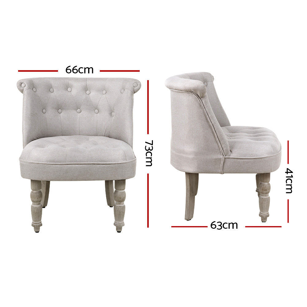 Armchair Lorraine Accent Chair Sofa Chairs French Provincial comfortable,Beige, 66cm x 63cm x 73cm