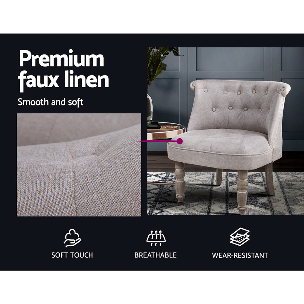 Armchair Lorraine Accent Chair Sofa Chairs French Provincial comfortable,Beige, 66cm x 63cm x 73cm