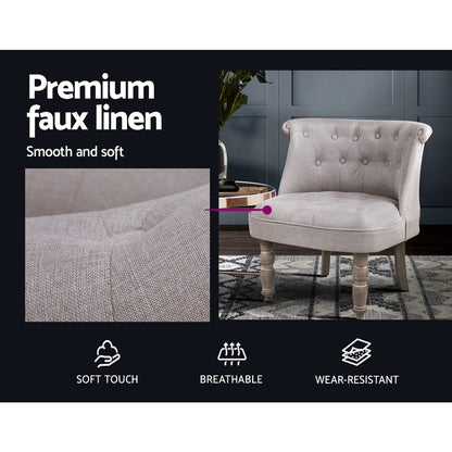 Armchair Lorraine Accent Chair Sofa Chairs French Provincial comfortable,Beige, 66cm x 63cm x 73cm