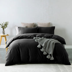 100% Cotton Quilt Cover Set Bedding Ultra Soft Queen Charcoal