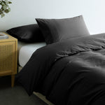 100% Cotton Quilt Cover Set Bedding Ultra Soft Queen Charcoal