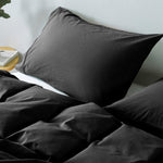100% Cotton Quilt Cover Set Bedding Ultra Soft Queen Charcoal