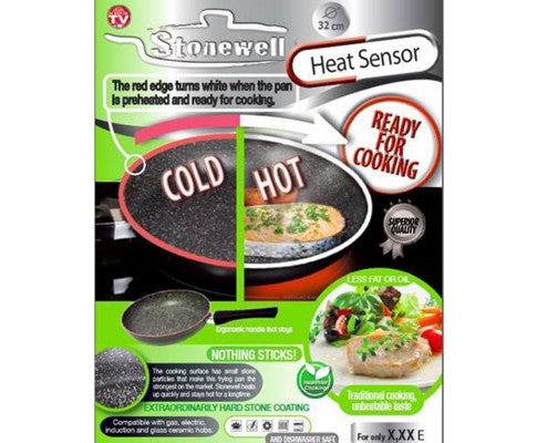 32cm Pan With Heat Sensor Kitchen Non Stick Cookware Black
