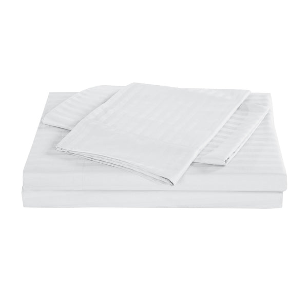  1200 Thread Count 100% Egyptian Cotton Sheet Set Stripe Hotel Grade King White