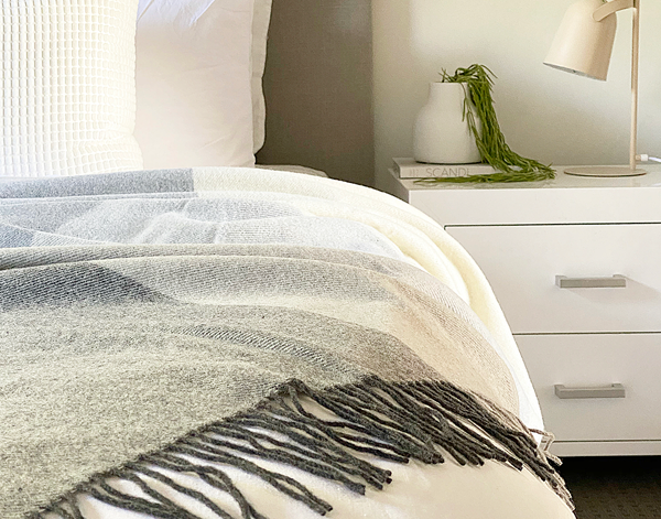 Throw - 10% Cashmere/ 90% Super Fine Merino Wool - Monochrome