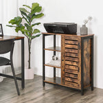 Storage Cabinet With 3 Shelves, Rustic Brown And Black