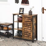 Storage Cabinet With 3 Shelves, Rustic Brown And Black