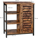 Storage Cabinet With 3 Shelves, Rustic Brown And Black