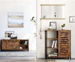 Storage Cabinet With 3 Shelves, Rustic Brown And Black