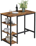Dining Table With 3 Shelves And Industrial Style Stable Steel Structure, Rustic Brown