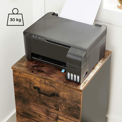 File Cabinet With 2 Drawers Industrial Style For A4 Rustic Brown And Black