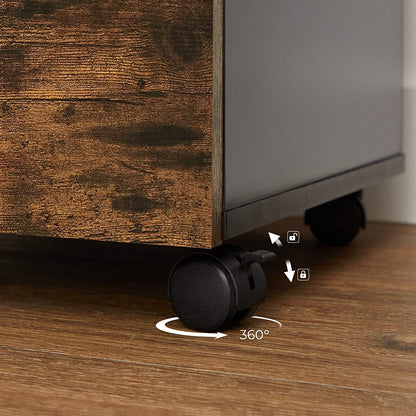 File Cabinet With 2 Drawers Industrial Style For A4 Rustic Brown And Black
