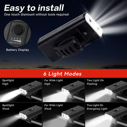 Bike 360 Light Front Usb Rechargeable 1000 Lumen Ipx4 Waterproof And Built In 2500Mah Powerbank Led Bicycle Lighting