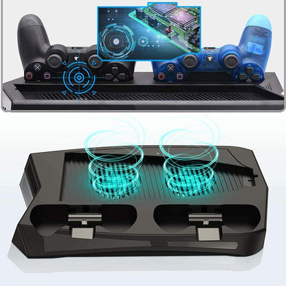 Vertical Stand Cooling/Charging Station For Ps5 With Dual Controller Charger And Bonus Game Rack Storage 3 Usb Ports