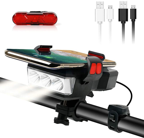  Bike Led Light 550Lm Front And Back Usb Rechargeable With 4000Mah Power Bank And Ipx4 Waterproof