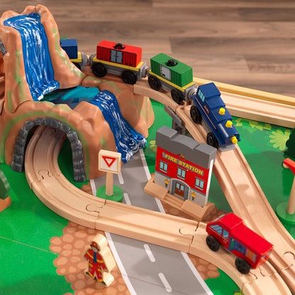 Adventure Town Railway Train Set & Table With Ez Kraft Assembly For Kids