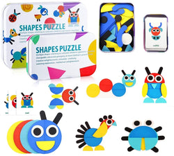 Wooden Pattern Blocks Animals Jigsaw Puzzle Kids Sorting & Stacking Games Educational