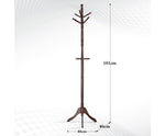 CARLA HOME Brown Coat Rack with Stand Wooden Hat and 12 Hooks Hanger