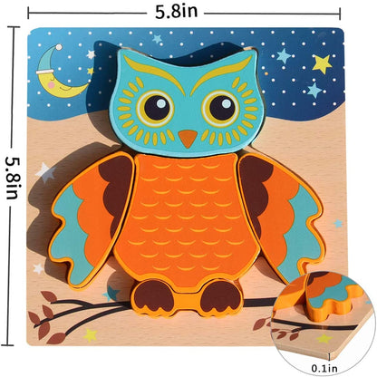 6 Pack Wooden Animals Puzzles For Toddlers Kids 3+ Years Old Educational Preschool Toys
