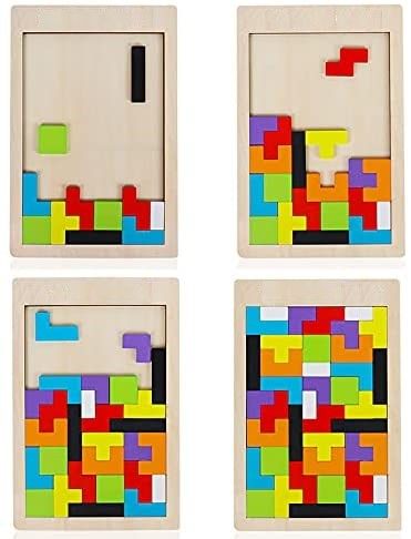 40 Pieces Wooden Blocks Puzzle Brain Teasers For Kids Montessori Model