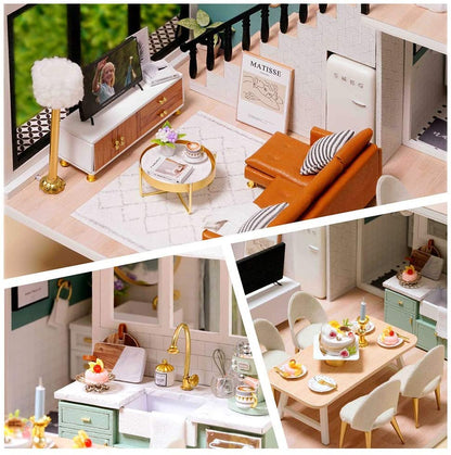Dollhouse Miniature With Furniture Kit Plus Dust Proof And Music Movement - Comfortable Room