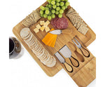 Bamboo Cheese Board Set with Cutlery in Slide