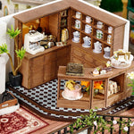Dollhouse Miniature With Furniture Kit Plus Dust Proof And Music Movement - Forest Tea Shop