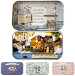 Box Theatre Doll House Furniture Miniature, 1:24 Dollhouse Kit For Kids (In Winter