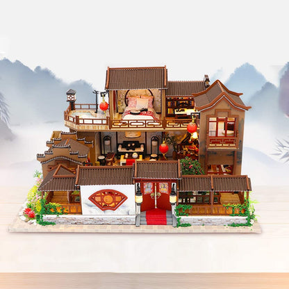 Dollhouse Miniature With Furniture Kit Plus Dust Proof And Music Movement - Tang Dynasty Town