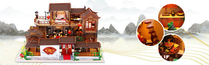 Dollhouse Miniature With Furniture Kit Plus Dust Proof And Music Movement - Tang Dynasty Town