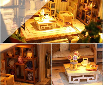 Dollhouse Miniature With Furniture Kit Plus Dust Proof And Music Movement - Chinese Style Courtyard