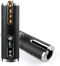 Portable Wireless Automatic Hair Curler For Travel With Led Temperature Display, Timer And Usb Rechargeable (Black) 